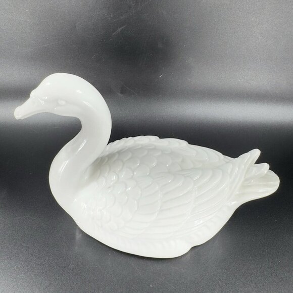 1960s Japanese Large Heavy White Ceramic Stoneware Duck Swan Bird Figurine Japan - Picture 8 of 10